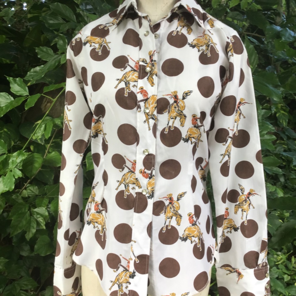 Vintage cowboy rodeo cotton snap button shirt Fenton - Picture 8 of 10